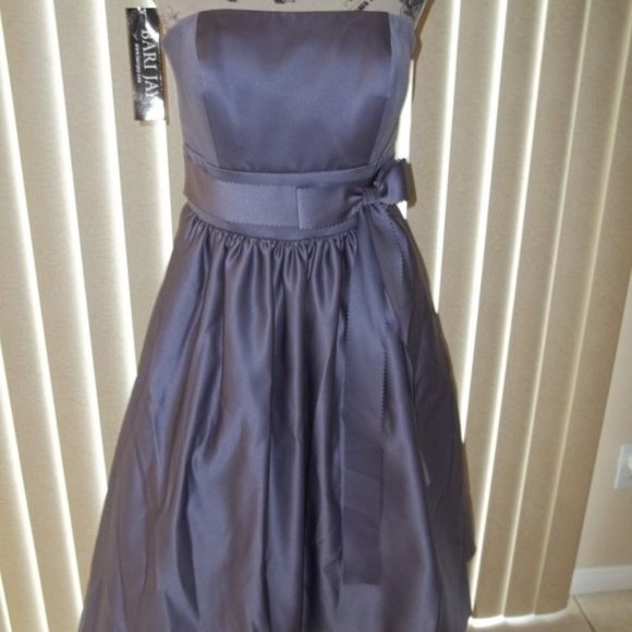 Adorable Wisteria Satin Strapless Homecoming Dress - Picture 3 of 9